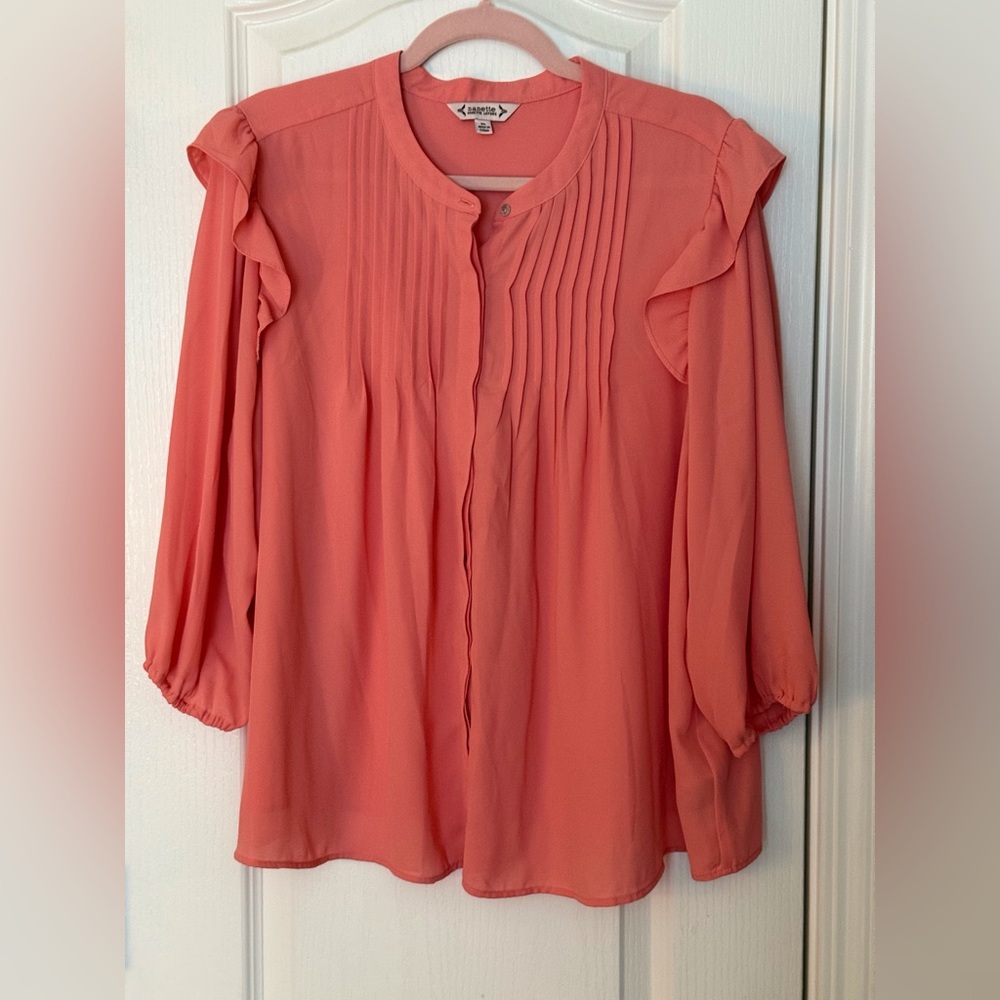 Nanette Lenore 3/4 sleeve Apricot Blouse Sz XL